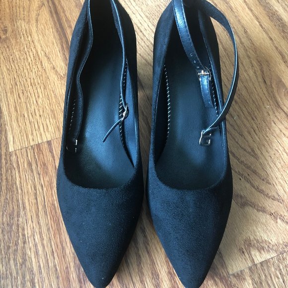 NEW✨ Black Suede Heels Ankle Strap - Picture 6 of 8